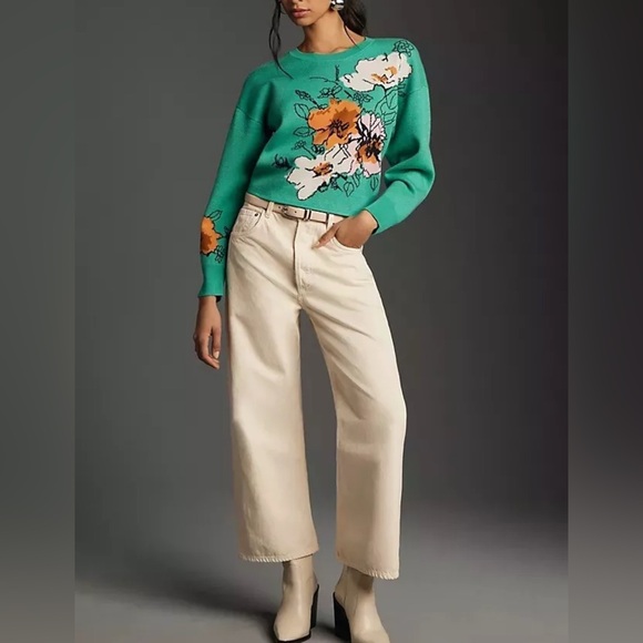 Anthropologie Sweaters - NWT Anthropologie Maeve Sonal Nathwani Camryn Cropped Crewneck Sweater Size S